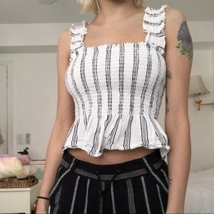 beachy striped scrunch tank top